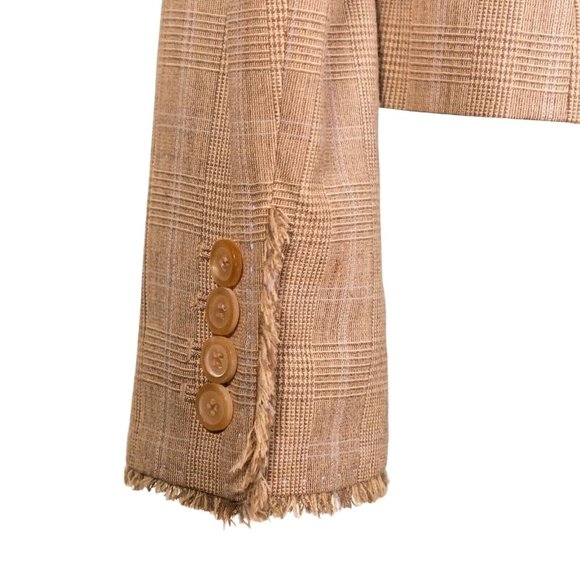 Elie Tahari Womens Blazer Beige Plaid Wool Stretch Work Career Suit Jacket 4 - Picture 10 of 10